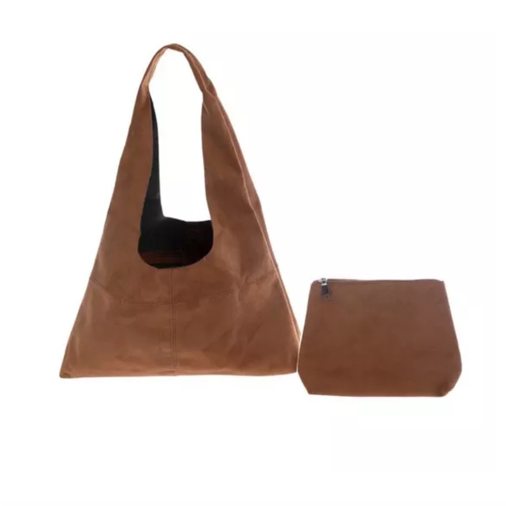 Stylish Brown Shoulder Bag with matching small cosmetic bag